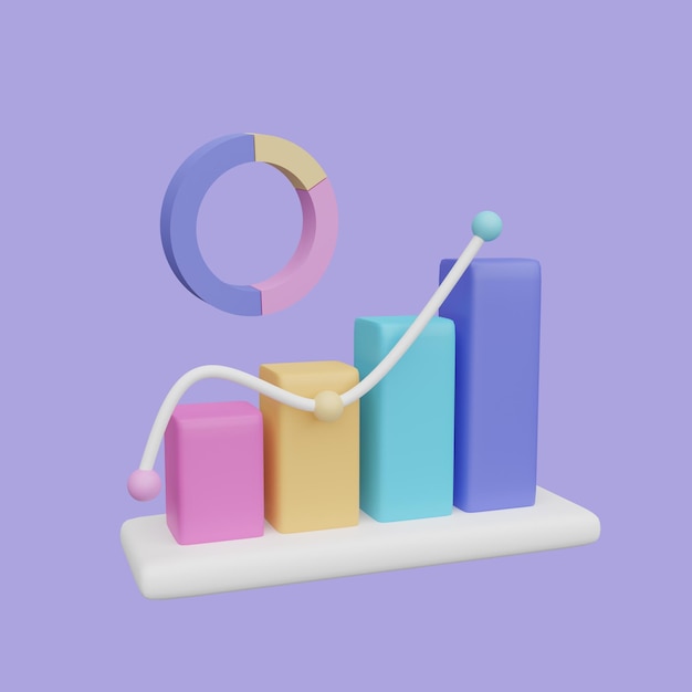 Konsep diagram grafik skema bagan untuk konsep presentasi bisnis Objek 3D realistis