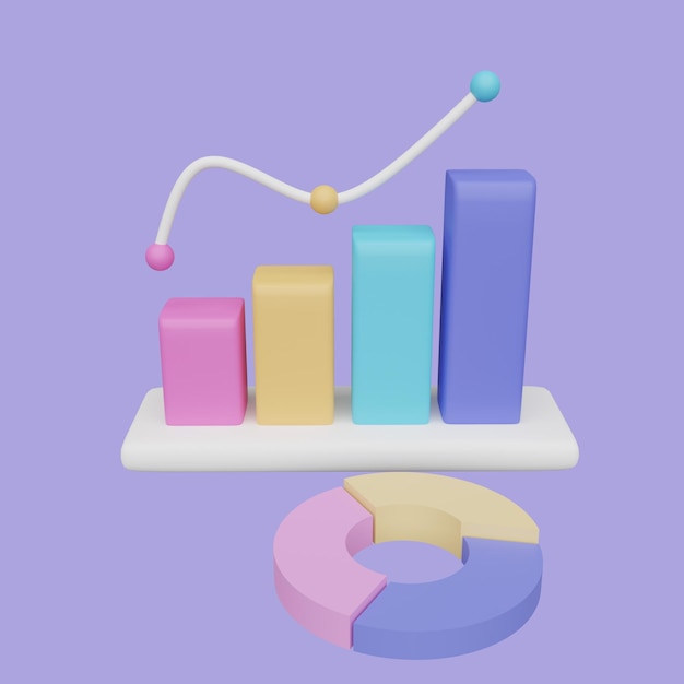 Konsep diagram grafik skema bagan untuk konsep presentasi bisnis Objek 3D realistis