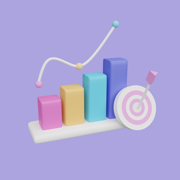 Konsep diagram grafik skema bagan untuk konsep presentasi bisnis Objek 3D realistis