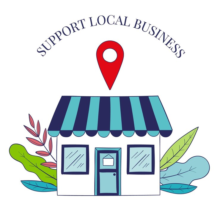 Vector konsep dukungan bisnis lokal