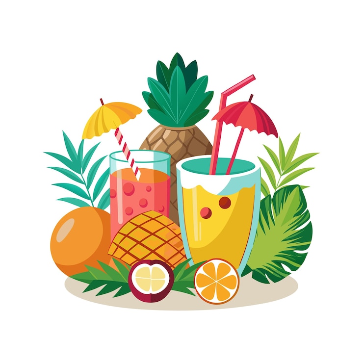 Vector konsep ilustrasi vektor buah-buahan realistis