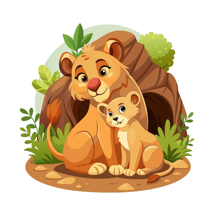 Vector konsep ilustrasi vektor singa realistis