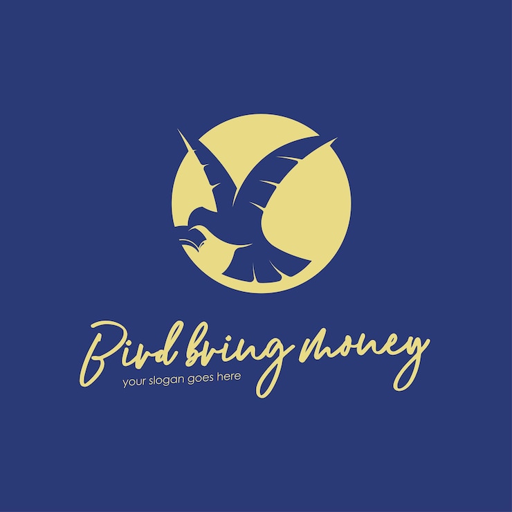 Vector konsep logo burung membawa uang