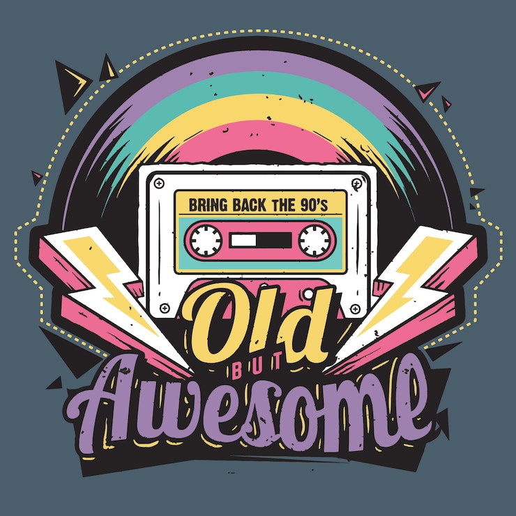 Vector konsep musik desain retro yang tua tapi keren