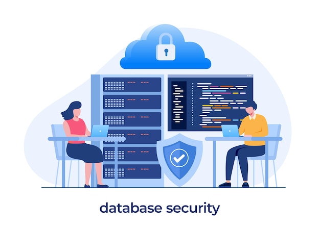 Konsep pemrogram basis data, bahasa pemrograman. css, html, it, ui. mengembangkan, coding. spanduk ilustrasi datar