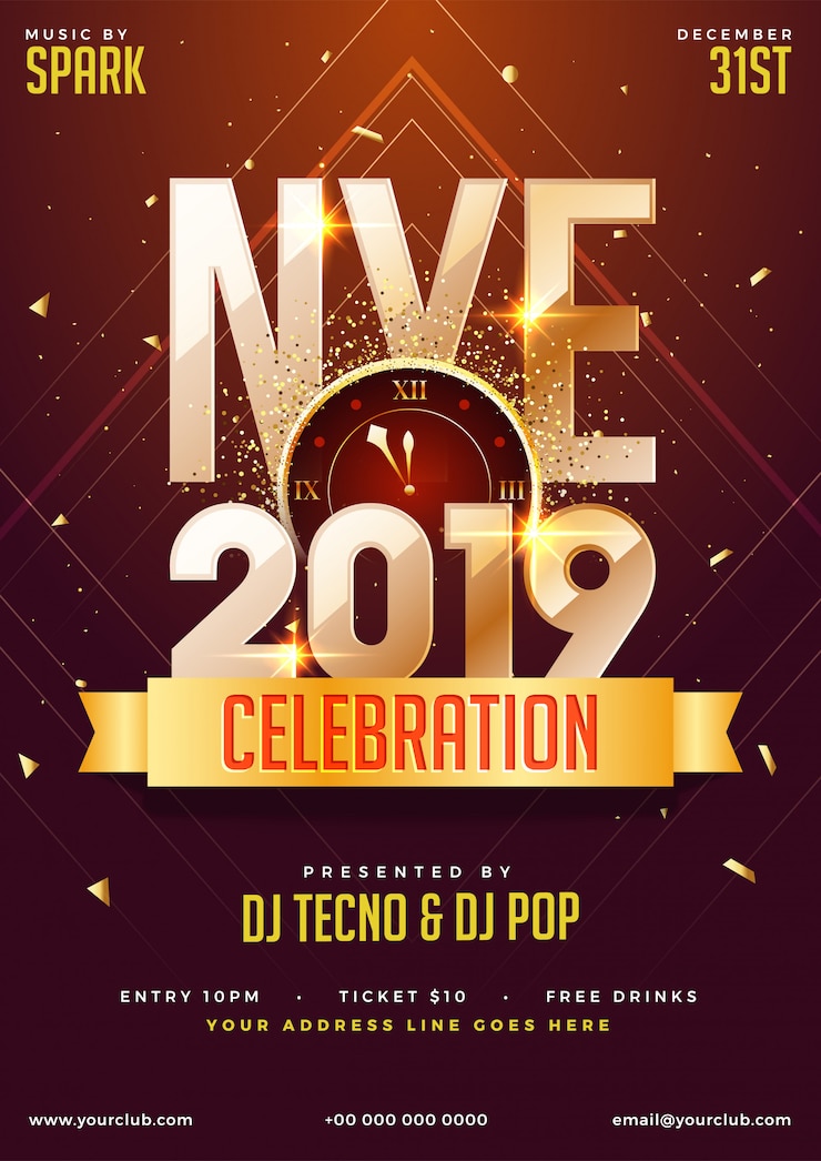 Vector konsep pesta tahun baru 2019.