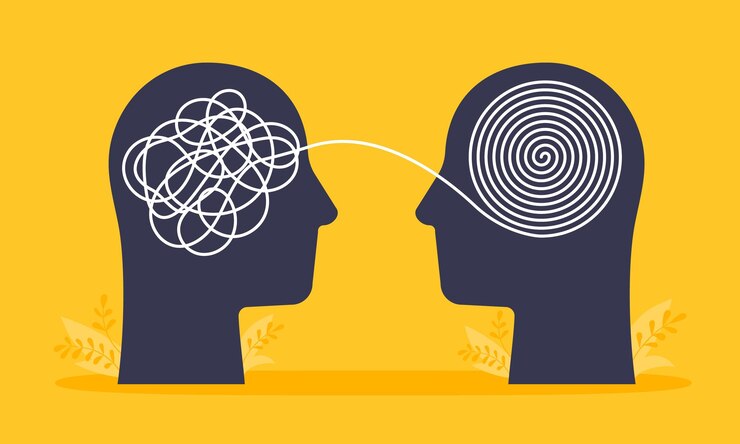 Vector konsep sumbang saran psikolog yang sedang berkonsultasi atau memecahkan masalah mental