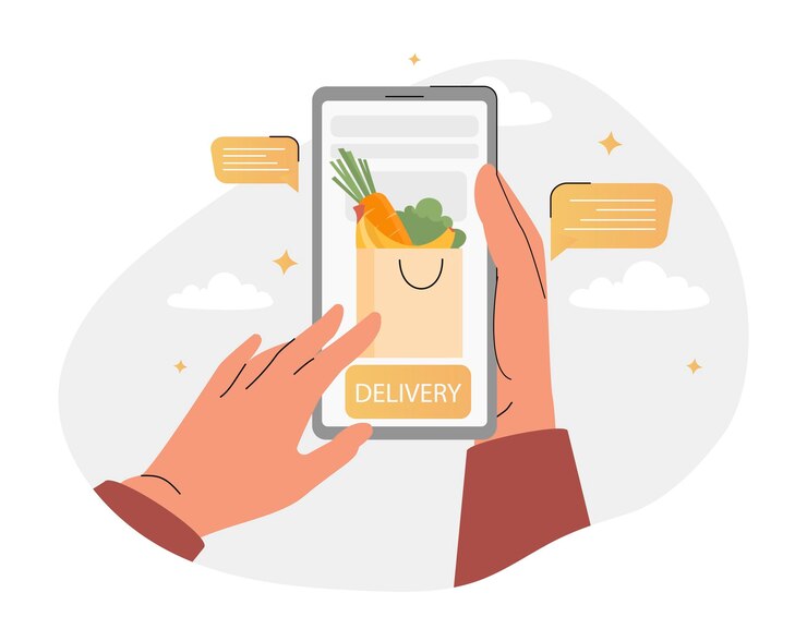 Vector konsep supermarket online