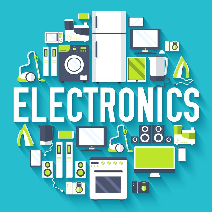 Vector konsep templat infografis lingkaran peralatan elektronik rumah tangga