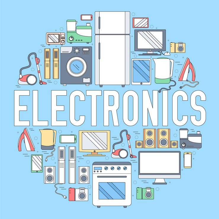 Vector konsep templat infografis lingkaran peralatan elektronik rumah tangga