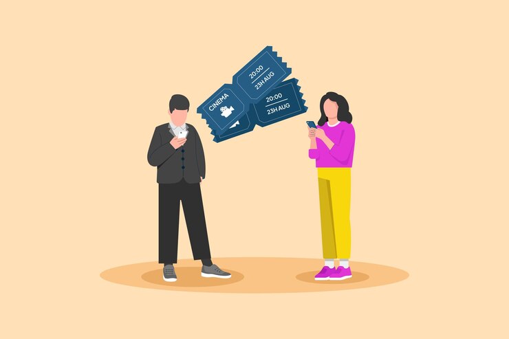 Vector konsep tiket ilustrasi vektor datar berwarna terisolasi