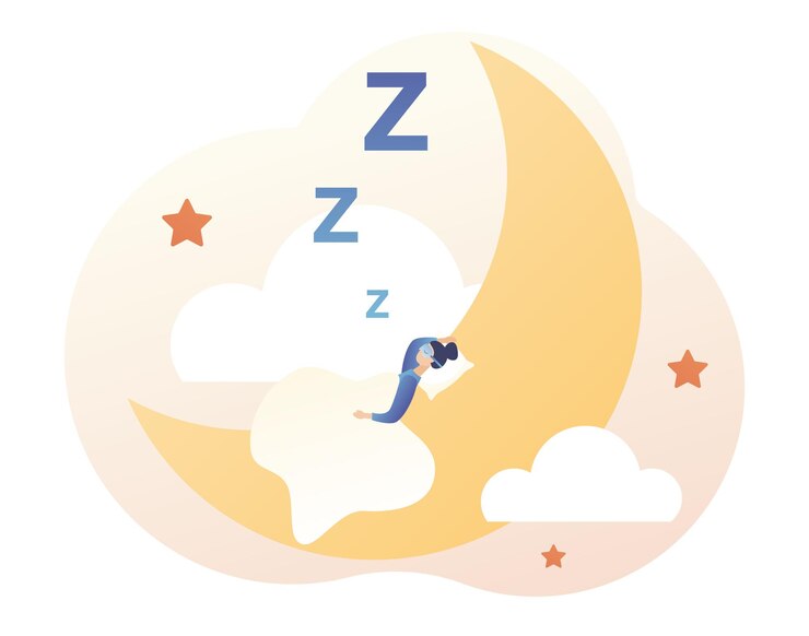 Kontrol tidur Mimpi indah Waktu tidur Kesehatan yang baik dan kerja ritme biologis Gadis kecil tidur