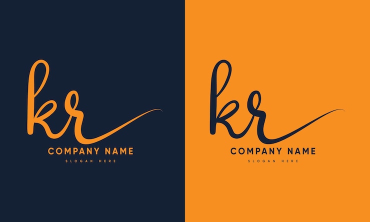 Vector kr initial letter handwriting and signature logo