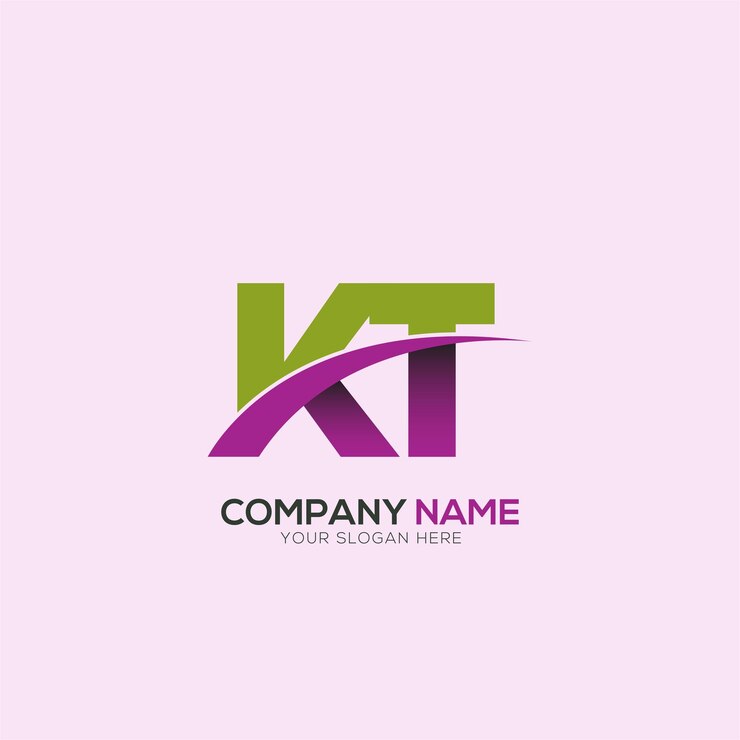KT or TK Letter Logo Design with a Creative Cut Creative logo design