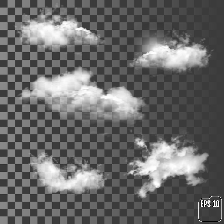 Vector kumpulan awan berbeda yang transparan