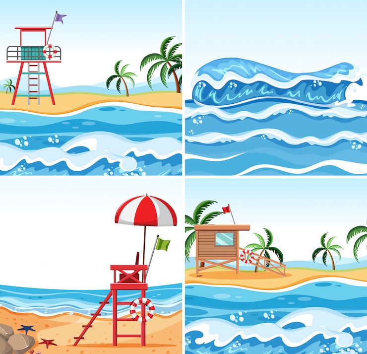 Vector kumpulan latar belakang pantai musim panas