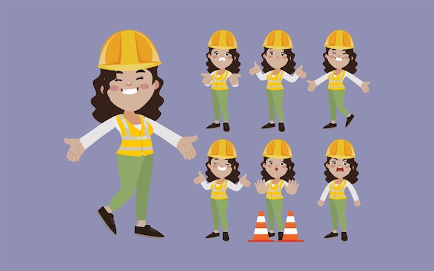 Kumpulan pekerja dengan berbagai pose