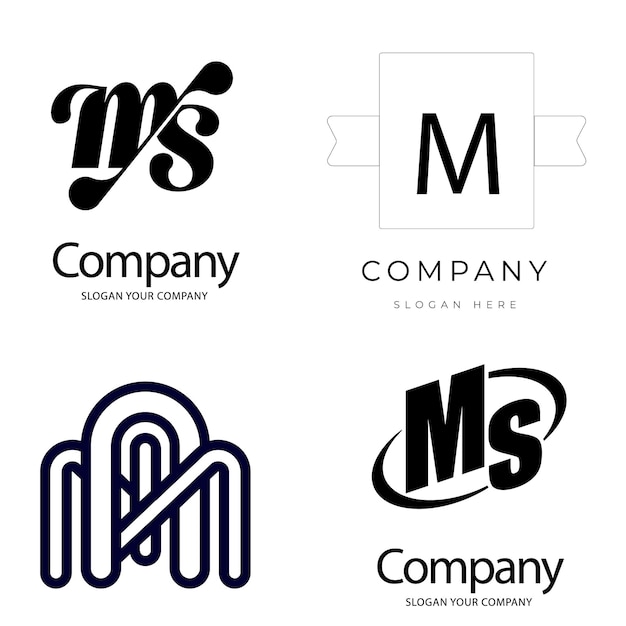 Kumpulan vektor desain logo huruf M. Koleksi desain huruf M modern dalam warna-warni