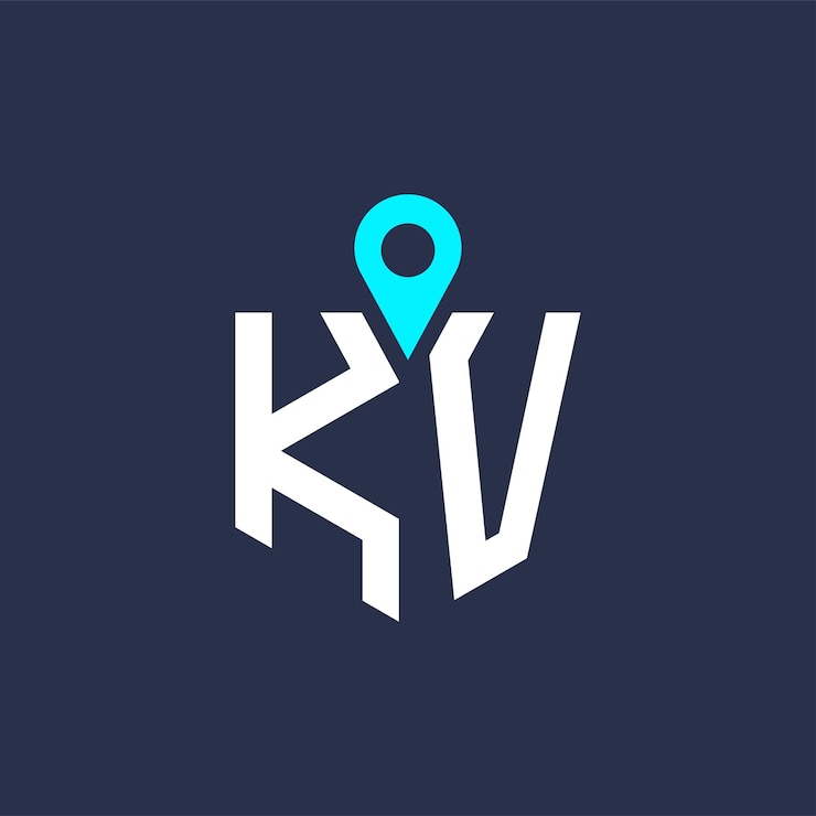 Vector kv location logo design for recruitment and navigation letter kv logo vector icon