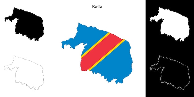 Kwilu province outline map set
