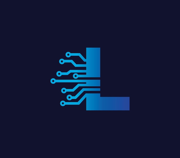 Vector l alphabet data storage technology logo design concept