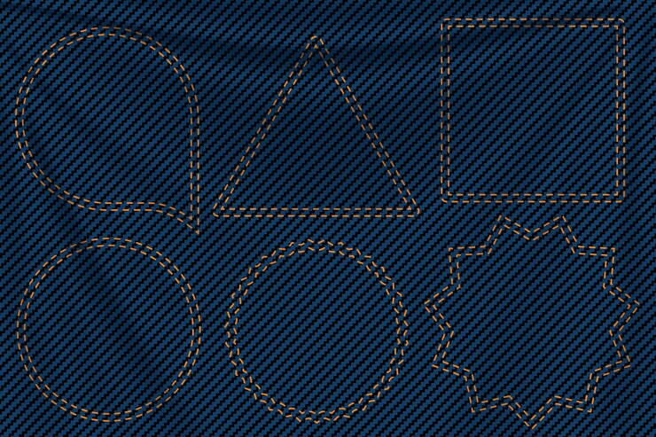 Vector label latar belakang denim biru