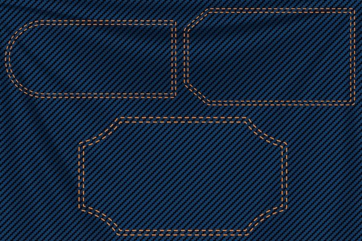 Vector label latar belakang denim biru