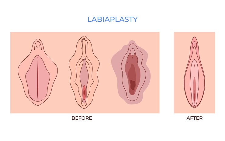 Labiaplasty vaginoplasty women genital of minor Vulval labia loose lips beauty surgery to tighten