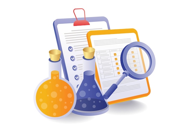 Laboratory analysis experiment checklist illustration concept
