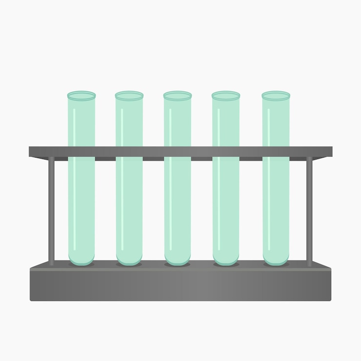 Vector laboratory test tubes in a stand