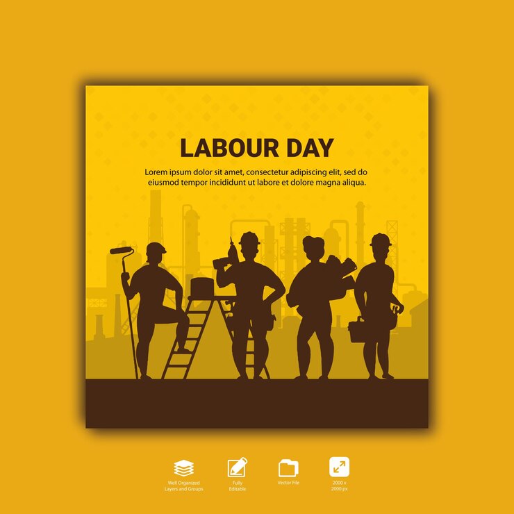 Vector labour day background with silhouettes people vector