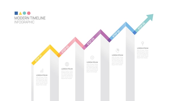 ladder Infographic 5 steps to success arrow growth template Business process Vector illustration