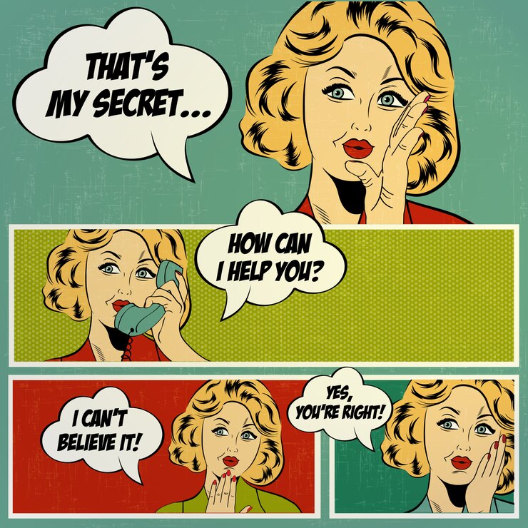 Vector ladies collage in pop art style