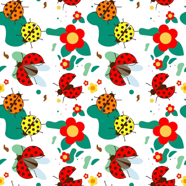 Ladybug seamless pattern fantastic image insect On dark background
