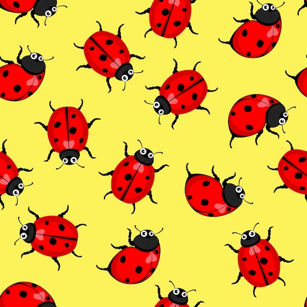 ladybugs spring seamless vector pattern