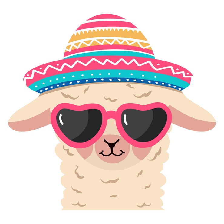 Vector lama alpaca head with glasses