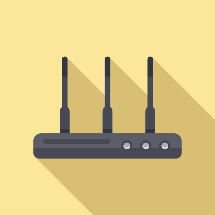 Vector lan modem icon flat vector device hub wireless network