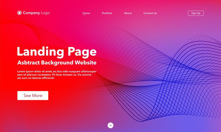 Vector landing page. abstract wave background website.