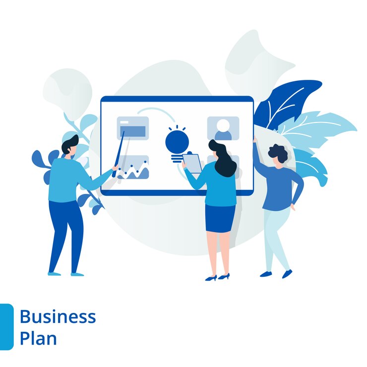 Vector landing page business plan illustration