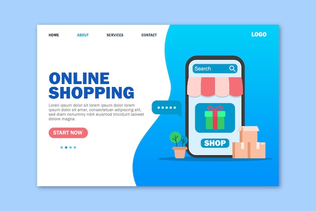 Landing page online shopping flat design