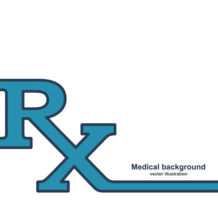 Vector landing page rx writing prescription rx prescription form medical abstract background vector