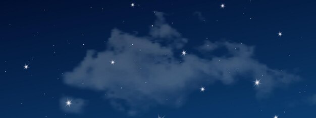 Langit malam dengan awan dan banyak bintang