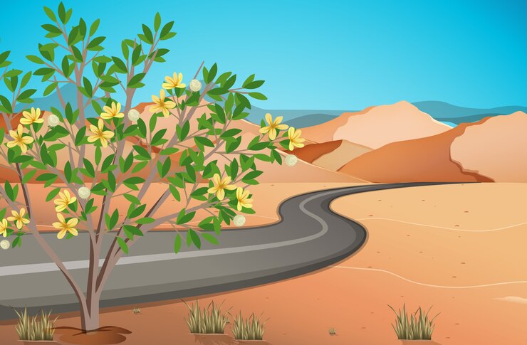 Vector lanskap gurun liar pada siang hari