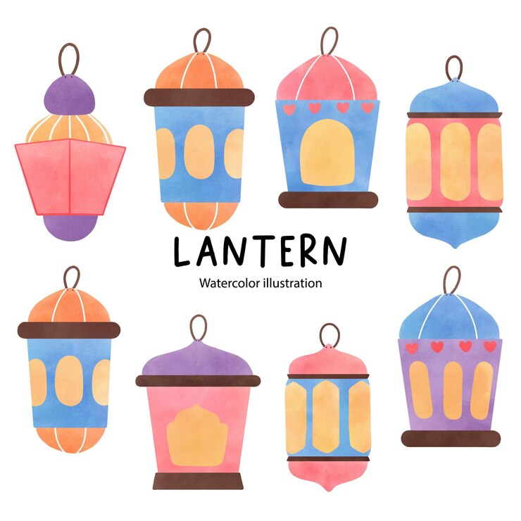 Vector lantern happy eid mubarak vector illustration
