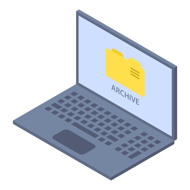 laptop archive icon isometric of laptop archive vector icon for web design isolated on white background