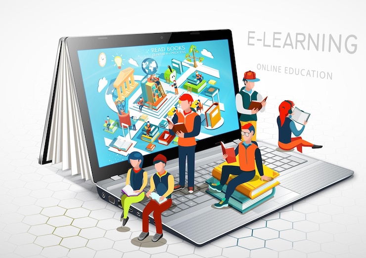 Vector laptop as a book. the concept of learning. online education. vector illustration