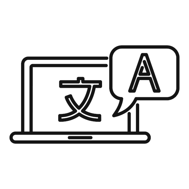 laptop online translation icon outline laptop online translation vector icon for web design isolated on white background