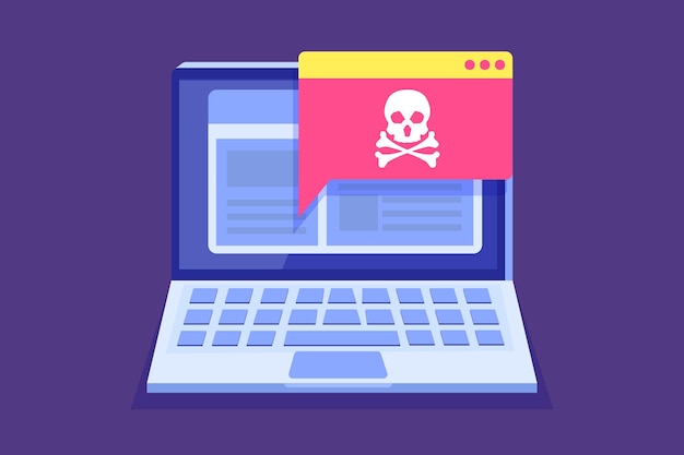 Laptop virus malware trojan notification or alert