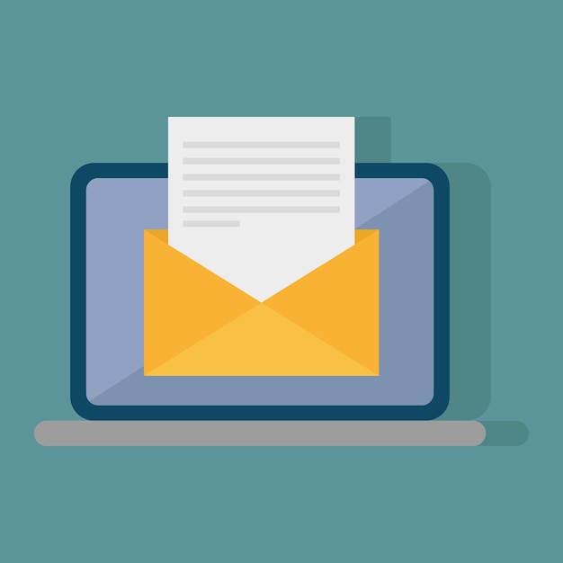 Laptop with email envelope and letter Digital communication concept Vector illustration EPS 10