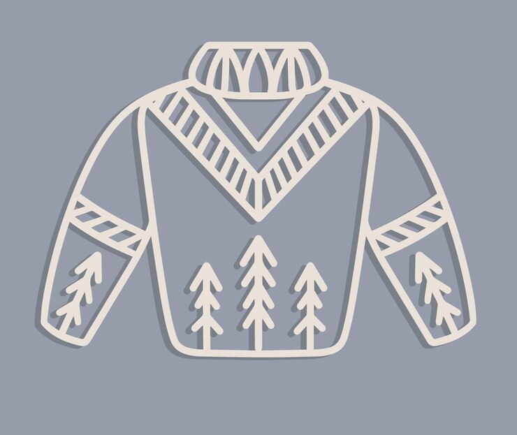Vector laser cut ugly christmas sweaters or jumper templates, christmas tree wood decorations toys